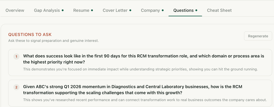 Questions to ask screenshot